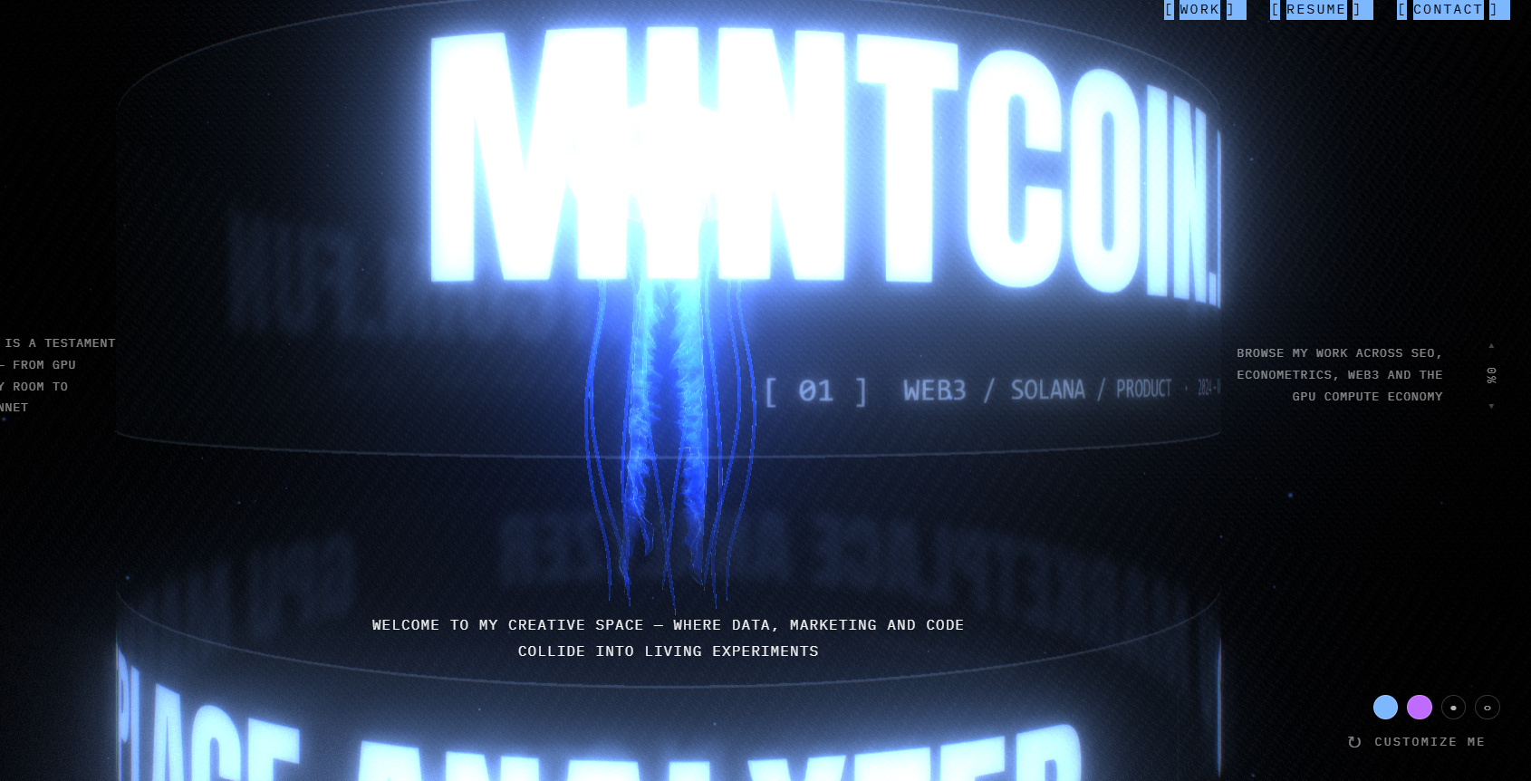 mireles.io — immersive web3 experience hero